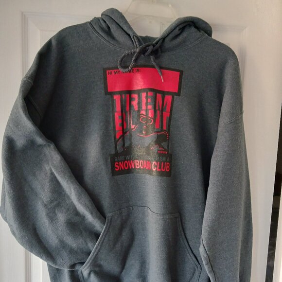 Gildan Heavy Blend Hoodie Graphics "Snowboard Club" Grey Unisex Size Large - Picture 1 of 10